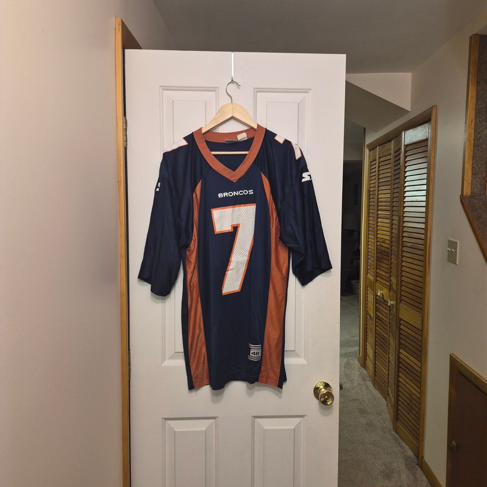 Vintage Starter Denver Broncos John Elway 7 Jersey Mens 48 Large Navy Blue 90s